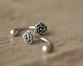 925 Sterling Silver Simple Flower Retro bellybutton ring navel ring belly ring S260