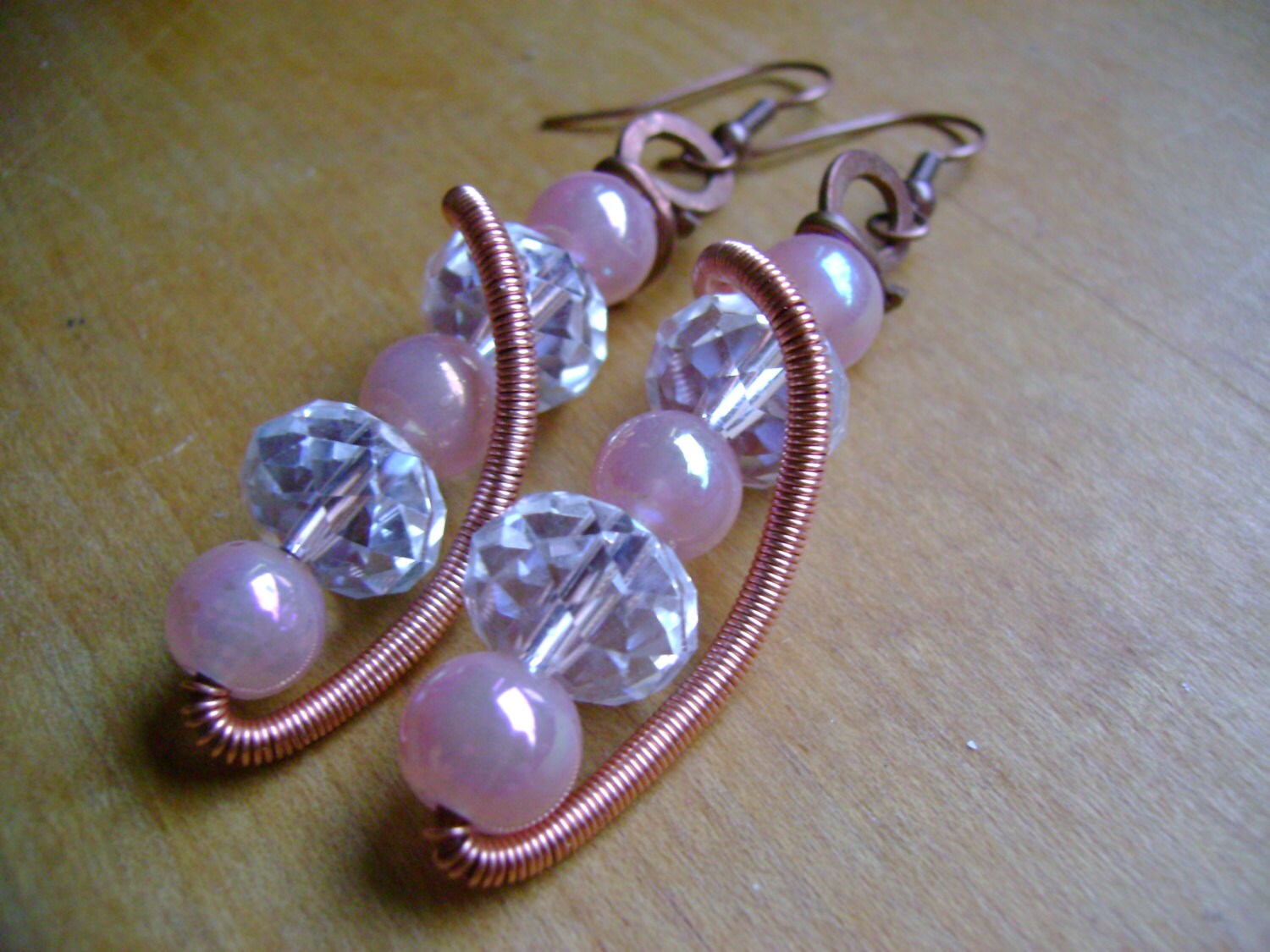 Copper Twist Earrings by BohemianBeading on Etsy