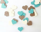 Wedding Garland, Kraft, Teal, Cream Paper Garland, Rustic Wedding, Bridal Shower, Baby Shower, Country Wedding, Heart Garland, Paper Hearts