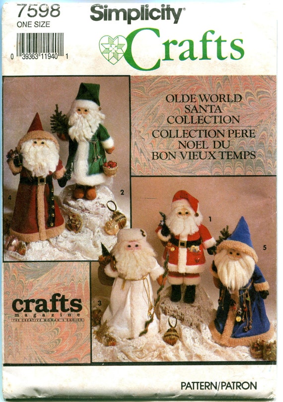 1990s Santa Claus Christmas Crafts Sewing Pattern Simplicity