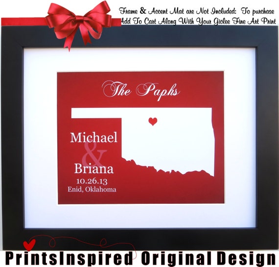 Personalized Gift For Couple ANY State Print: Silhouette Custom ...