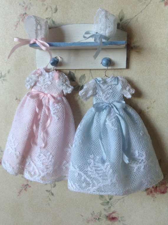 Dollhouse clothes 1/12 baby christening gowns 12th nursery