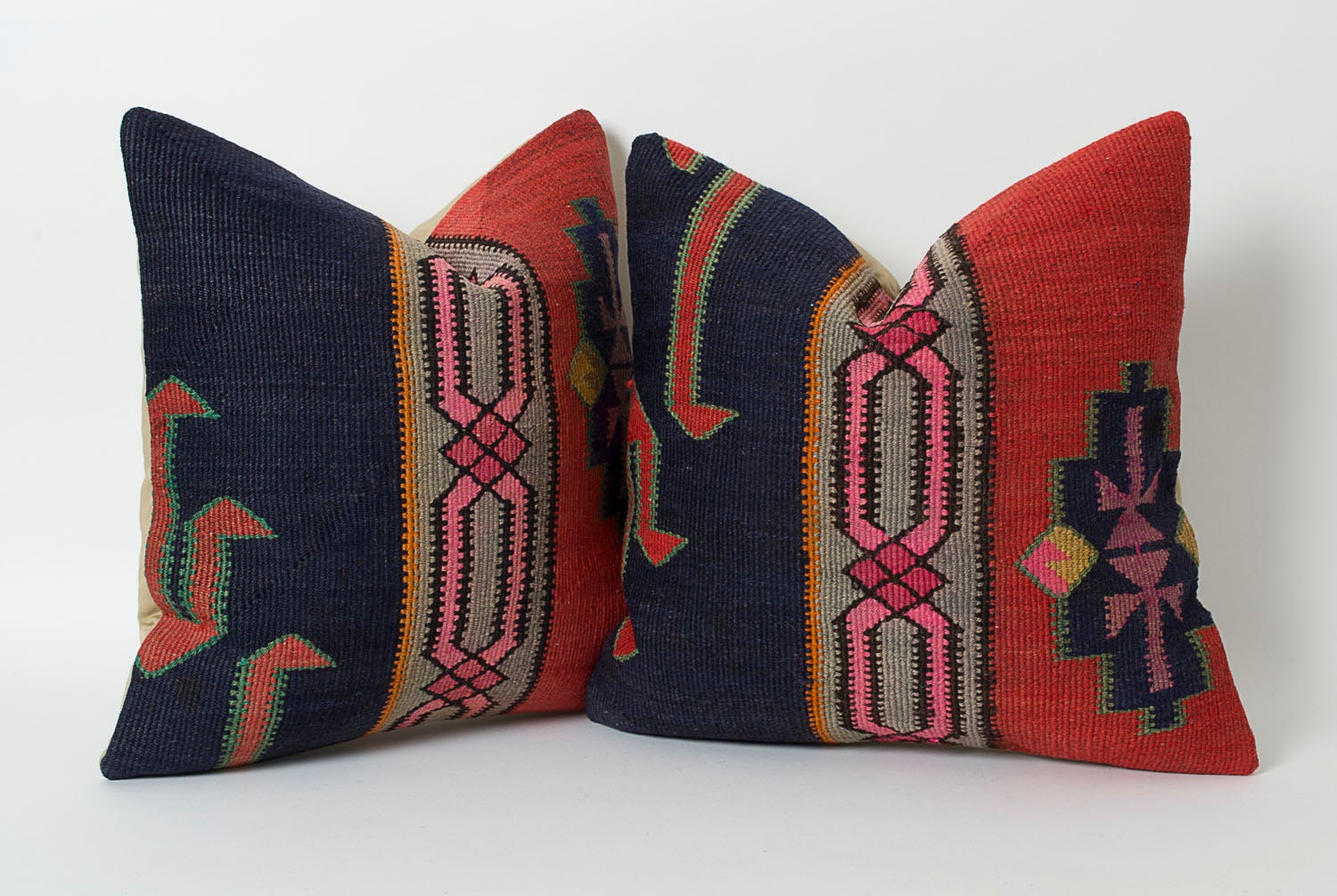 Kilim Pillow Set of 2 Decorative Turkish Kilim Pillows Red