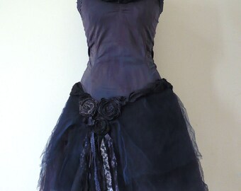 Short Prom Dress Rag Broken Doll Bride Tattered Dyed Blue Mesh Tulle Tutu Layered Dress Tutu Wedding Costume Dancing Party (Custom Order)