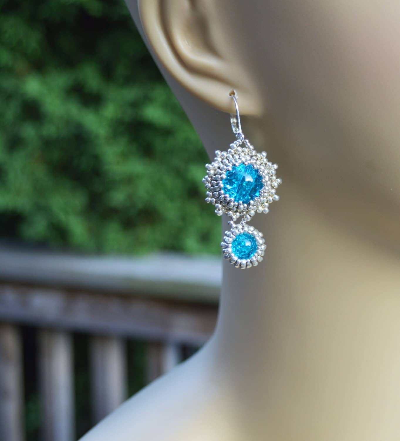 Blue Sky Earrings Beaded EarringsDangle by TheHarmonyOfColors