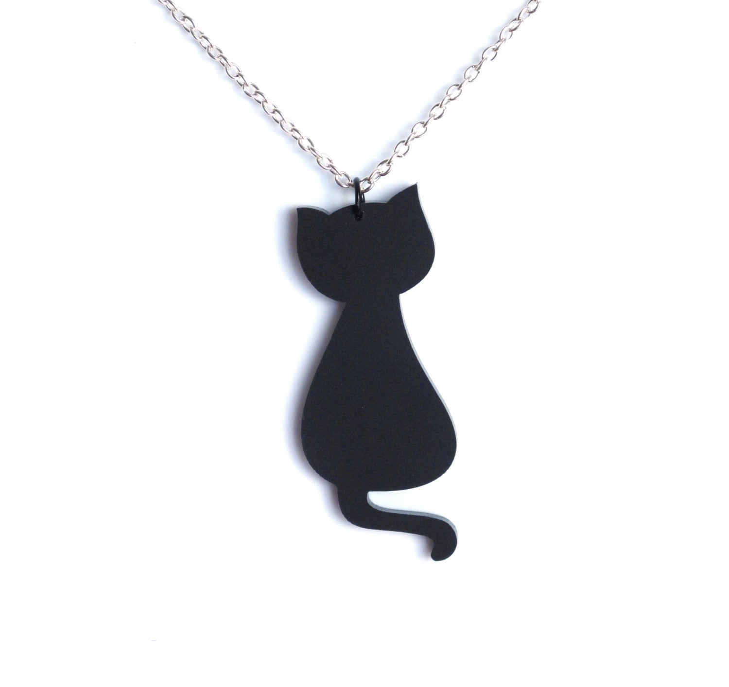 Black cat necklace cute black cat jewelry black cat charm