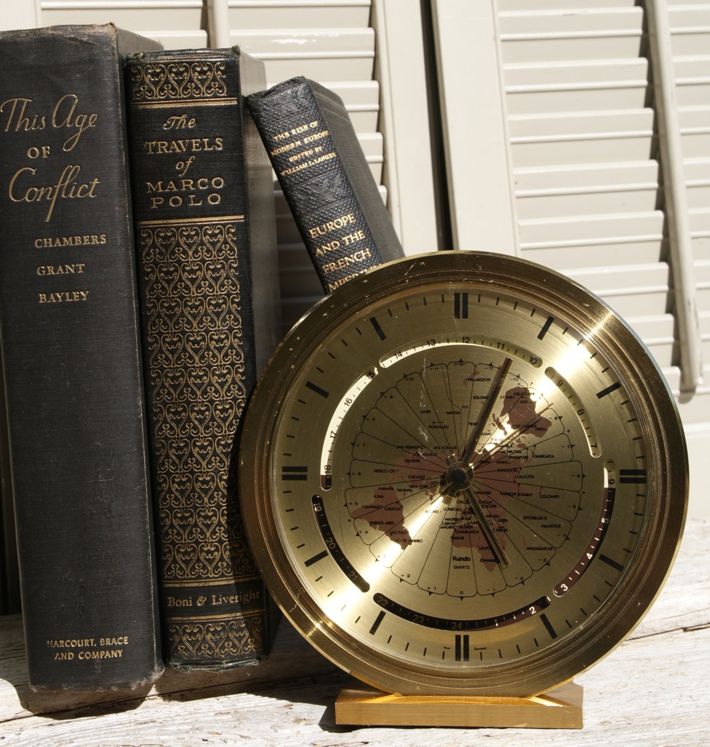 Vintage Brass Kundo World Clock