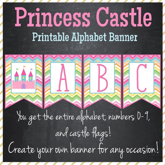 Princess Castle Banner Printable Alphabet Banner Instant