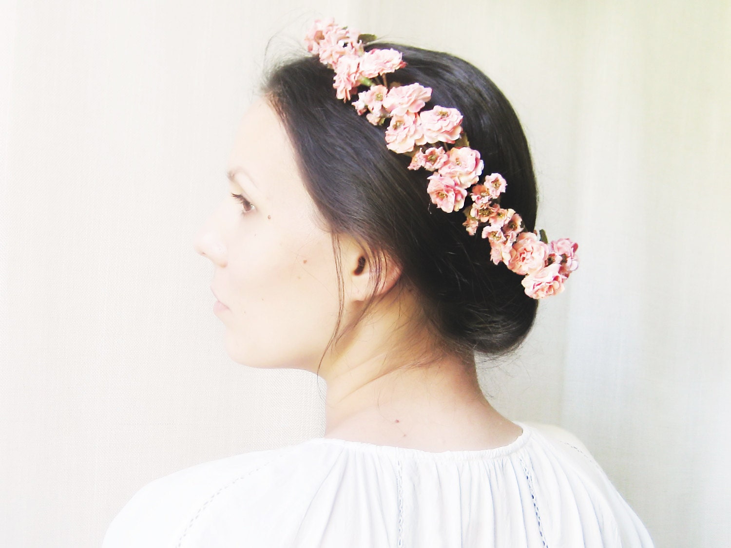 Coral flower crown Pink wedding hair accessories Bridal