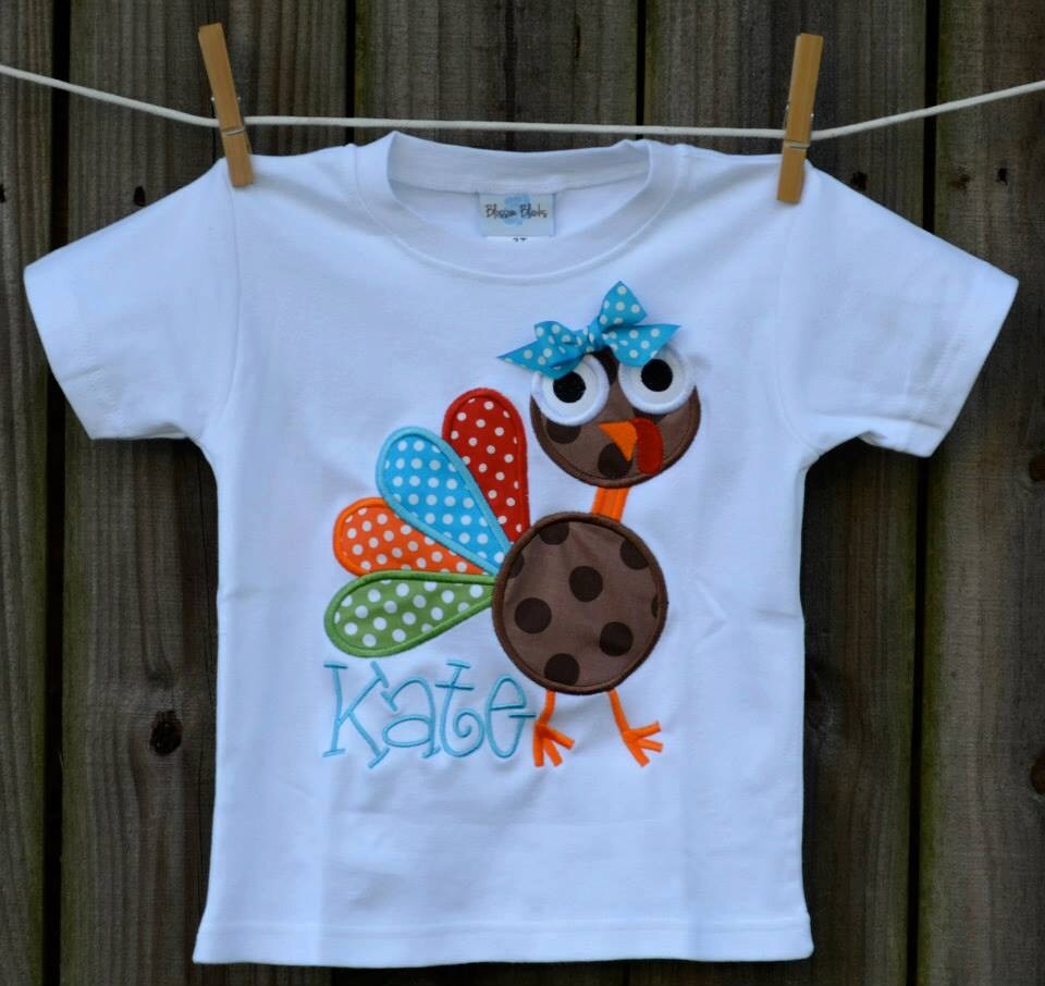 Personalized Funky Turkey Applique Shirt or Onesie for Boy or