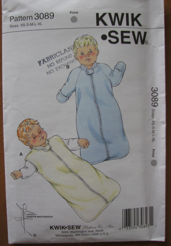 patterns sew kwik dress Baby Kwik Sleep Pattern Bag Sew Infant Bunting 3089 Uncut Sack