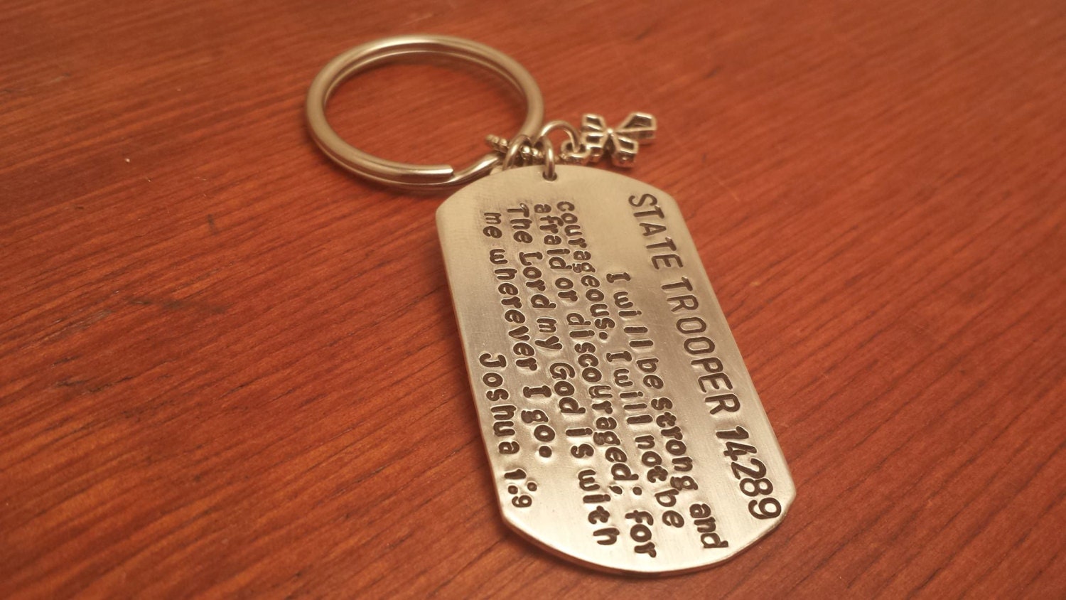 Personalized dog tag key chain police/state trooperJoshua