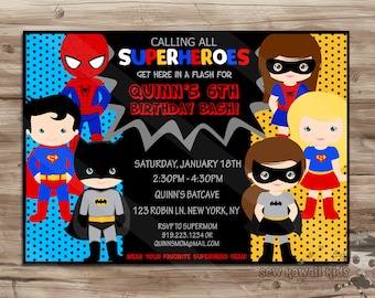 SUPERHERO Invite, Superhero Invite Boys Girls superhero invitation invite Superhero Invite Superhero Invitation Digital Printable: JPG File