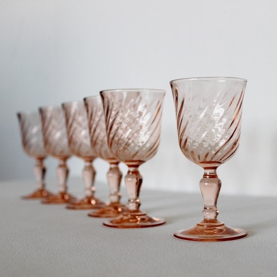 Vintage Pink shot glasses Arcoroc Rosaline. Depression