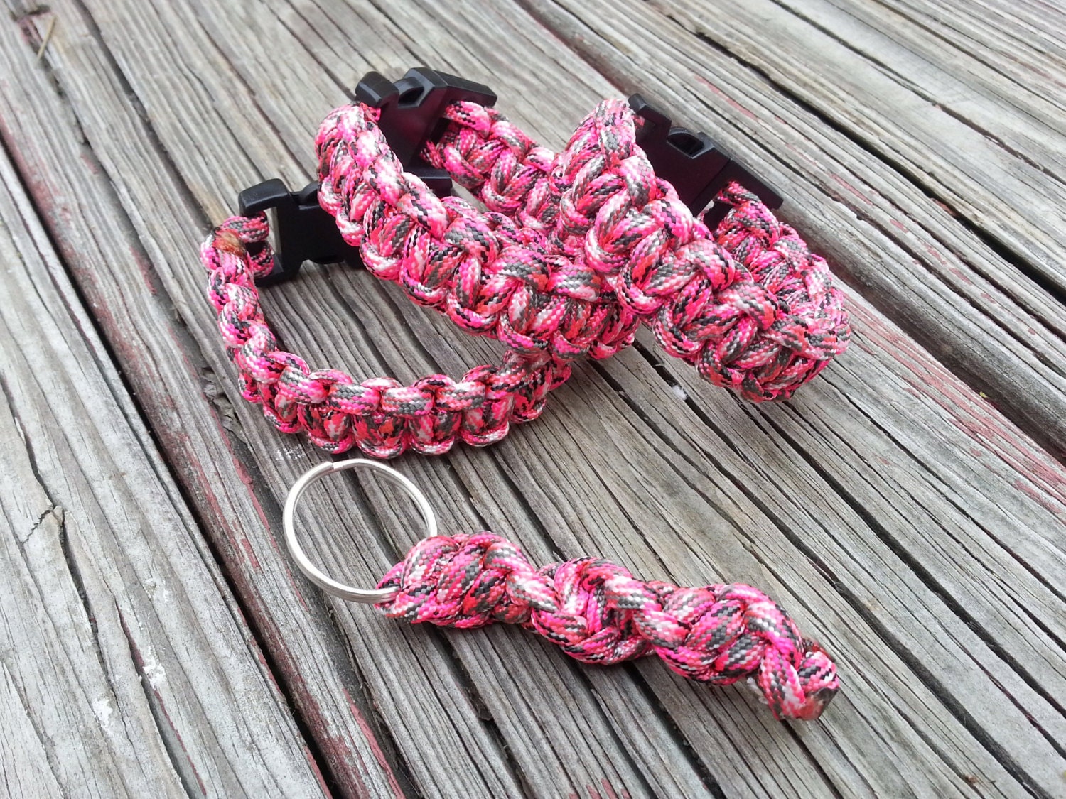 Pink Camo Paracord Bracelet Pink Paracord by DCArtandPhotography