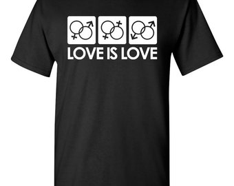 Love is Love tshirt. lesbian tshirt. gay tshirt. gay pride tshirt. lesbian pride tshirt. rainbow tshirt. love tshirt. love tee. TH-072