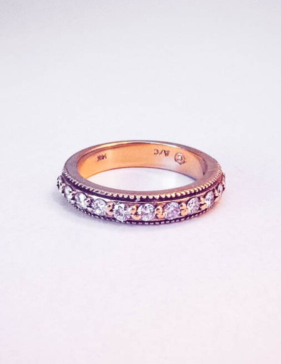 Diamond Lace Yellow Gold Wedding Band by TemsahJewelers on Etsy