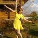 1940's Vintage Yellow Mustard Sun Dress / One of A Kind Rayon / Chiffon Full Circle Lightweight Lemon Retro Dress, Circa 1980's