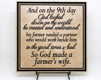 So God Made a Farmer's Wife Sign (Wood Sign or Tile) - Farm's Wife ...