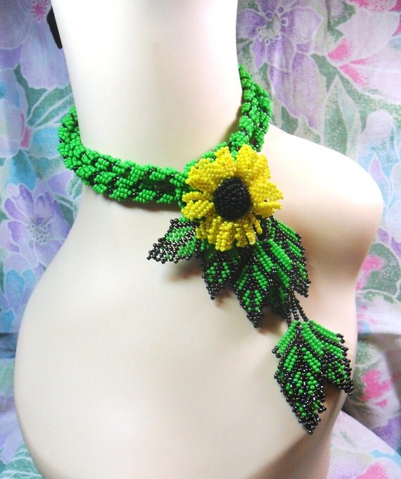 Items similar to Lariat Necklace "Sunflower" Bead on Etsy