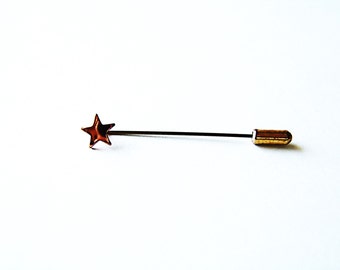 North Star Pin - Vintage Estate Item, Copper Star and Antiqued Brass Base, Hat Pin, Petite Size