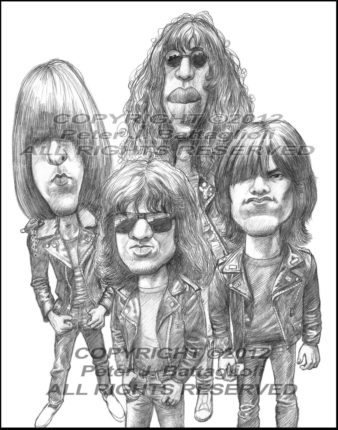 Ramones Caricature Art Poster Print Limited by BattaglioliStudios