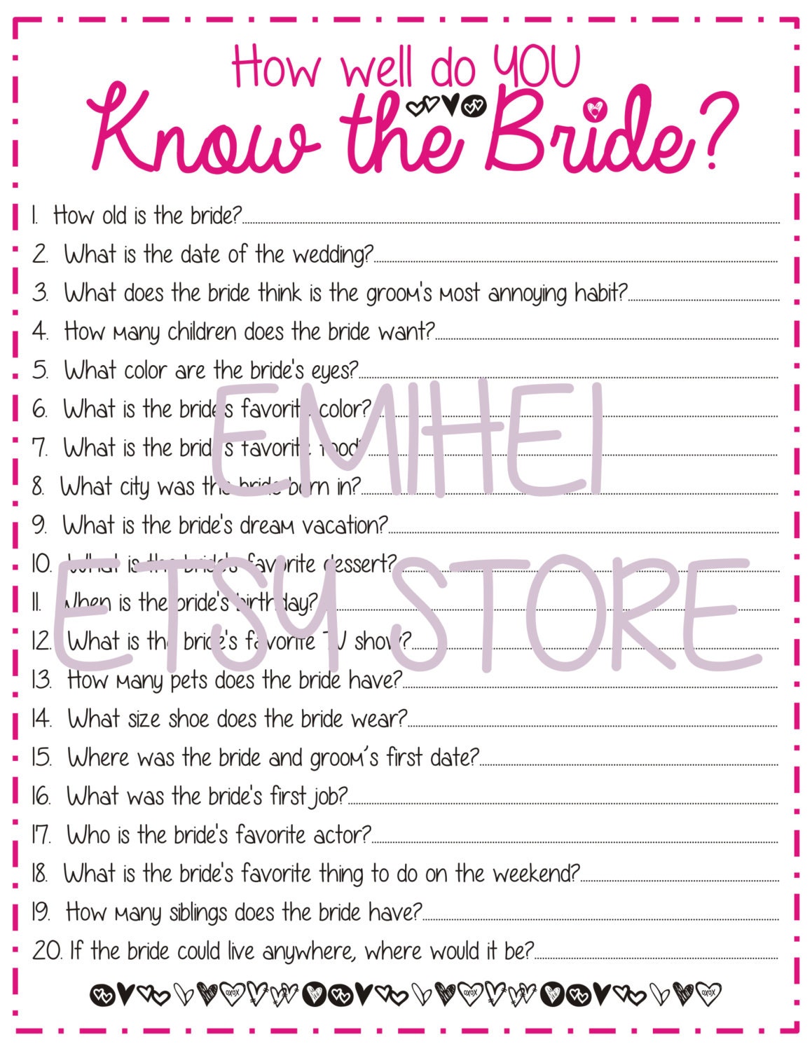 How Well Do You Know the Bride Bridal by BridalShowerBoutique
