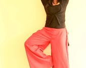 Red Silk Summer Pants-Silk Wide Leg Pant- Women Harem Pants -Yoga Boho Pants-womens yoga pants- Yoga Clothing- Baggy Pants- Aladdin Pants