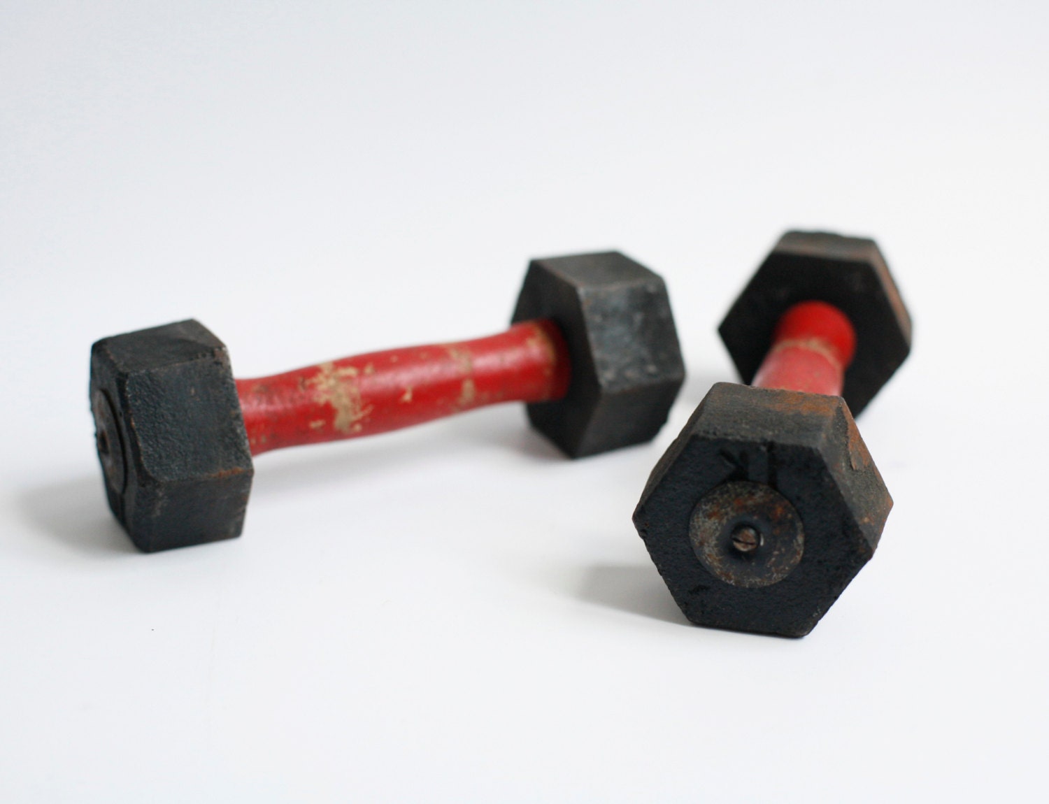 SALE antique dumbbells hand weights vintage decor barbells man