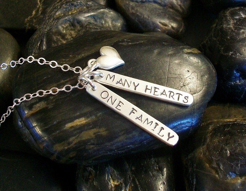 BLENDED FAMILY Mothers Necklace Hand Stamped One Family Many