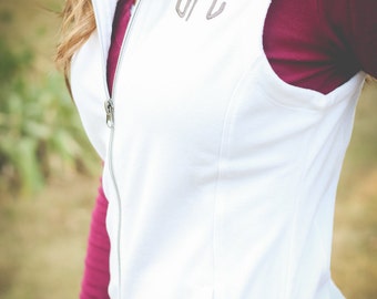 Monogram Vest | Fleece Vest | Monogram Top | Outerwear | Microfleece Vest | Monogrammed Microfleece Vest | Gift for Her | Gifts under 50