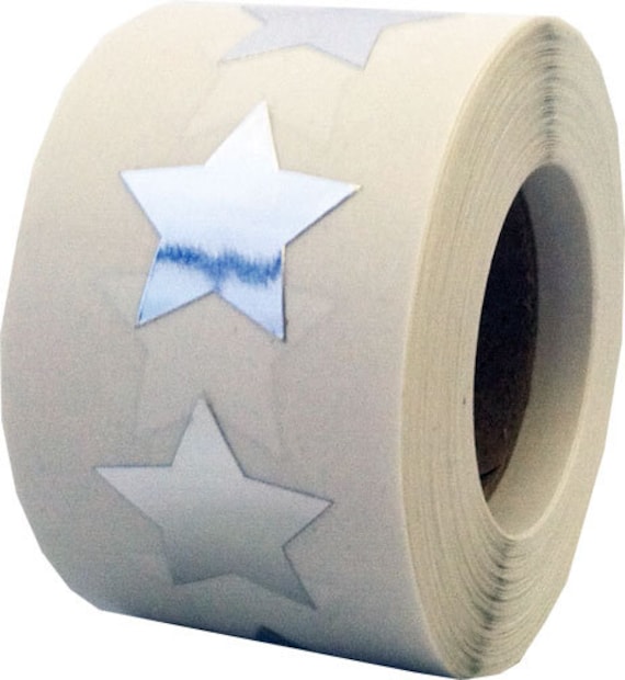 Metallic Silver Star Shape Stickers 3/4 Adhesive Star