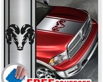 Dodge Ram Sport Truck Hood Double Stripe Vinyl Decal Custom