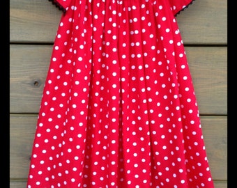 Items similar to Minnie Mouse Red Polka Dot Smocked Bishop Dress on Etsy