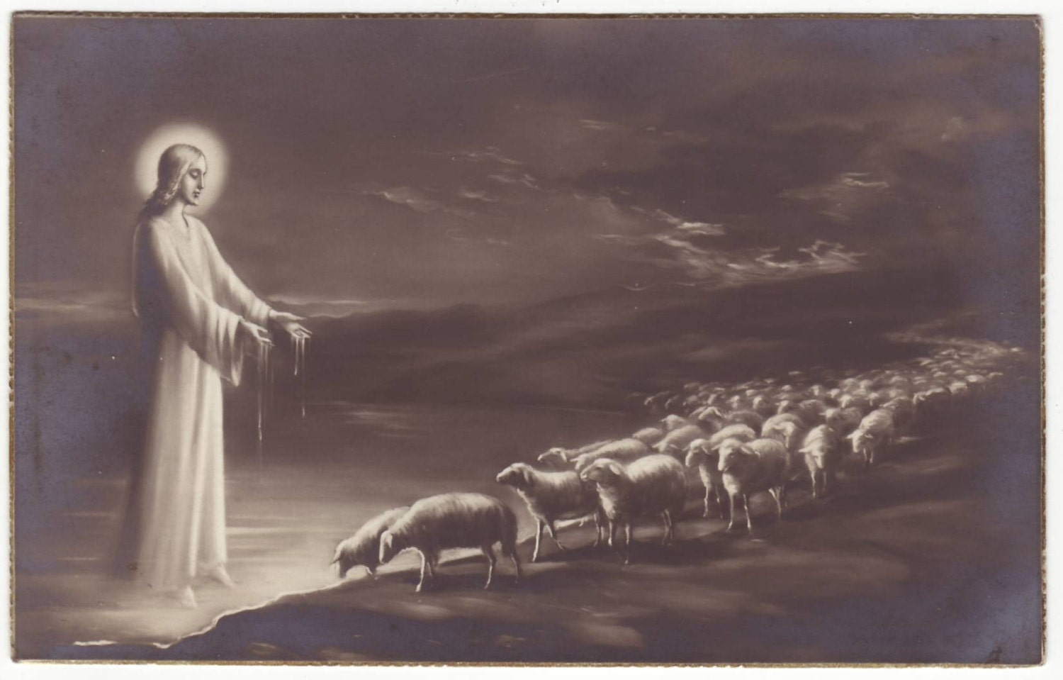Religious postcard Jesus and flock of by EphemeraUniversalis