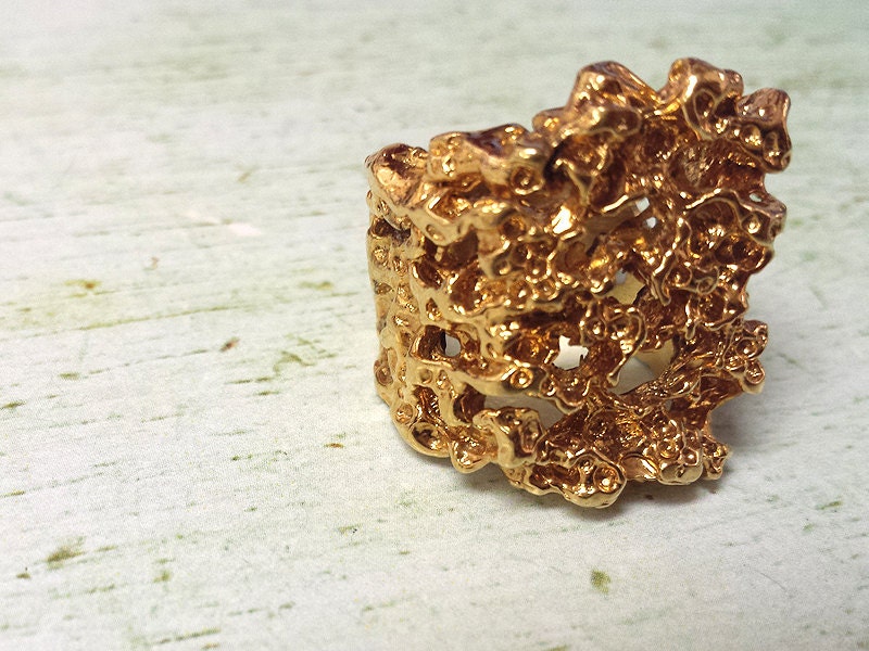 SALE Gold Ring / Melted Design / Trendy Gold Ring by shophoneylust