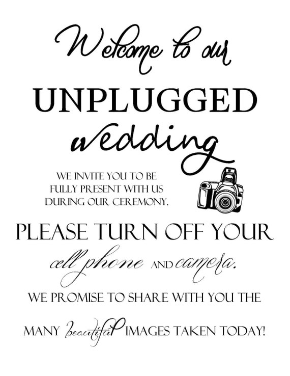 Download Welcome to our unplugged wedding sign