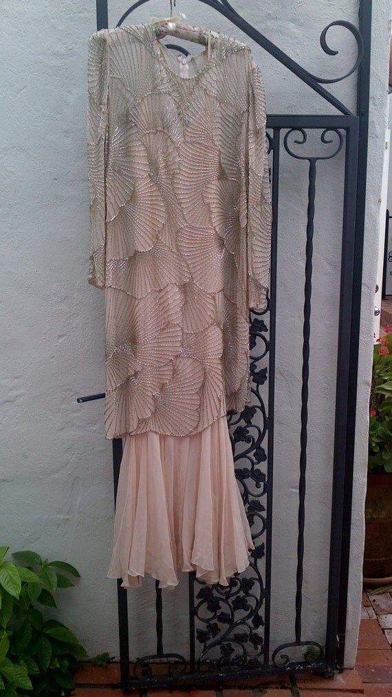 MOTHER of THE BRIDE Dress pink/peach silk by WitchesClothesLine