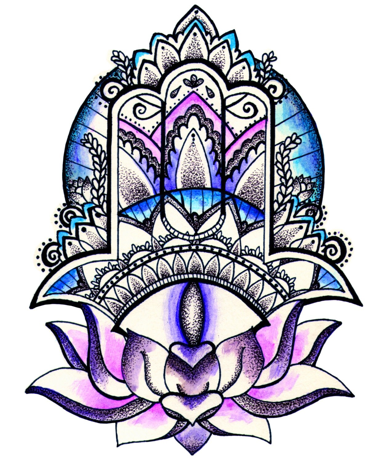 Evil Eye & Hamsa with Lotus by Dotified on Etsy