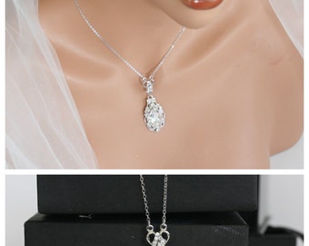 Pendant Bridal Necklace Swarovski Crystal Simple Wedding Necklace Vintage necklace Rhinestone Wedding jewelry RYAN PENDANT