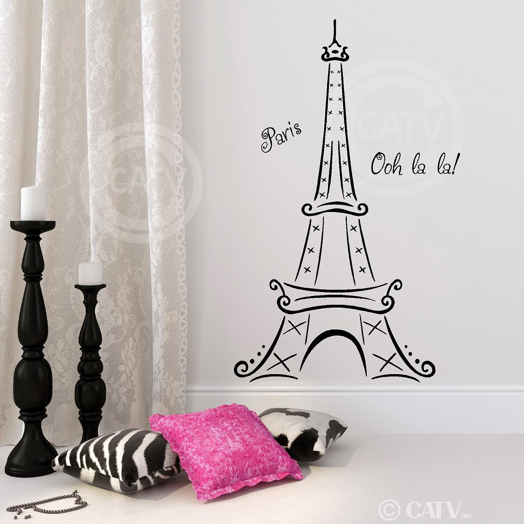 Eiffel Tower Ooh La La Paris vinyl lettering wall saying decal