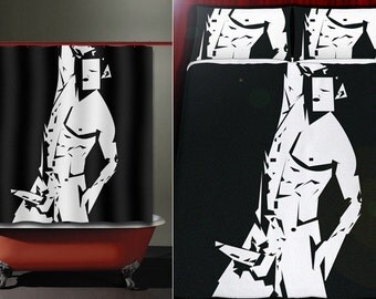 sexy picasso male man art gay shower curtain duvet cover bath mat towel pillow cushion blanket bedding bathroom decor fabric queen king twin