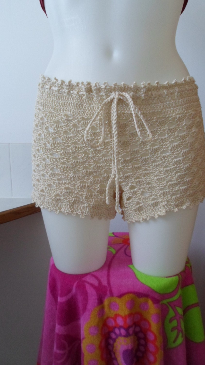 Crocheted Beach Shorts Cover Up PDF Pattern for Cotton Thread