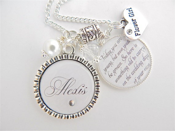 FLOWER GIRL GIFT Childrens Wedding Jewelry Personalized White ...