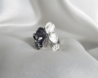 Good Luck Clover Spoon Ring Sterling Four Leaf Clover Shamrocks