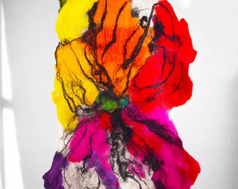 Felted Scarf, MULTICOLOR WRAP, Wool Wrap, Nunofelt Scarf, Nuno felt scarf, Felt Wrap, Nunofelted Scarves, Nuno, Silk, Eco, Rainbow scarf