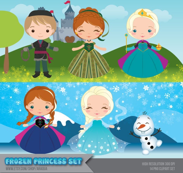 Frozen Inspired Princess Clipart Set Instant Download by araqua