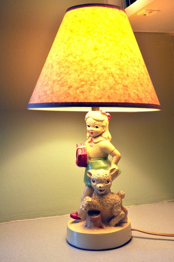 Items similar to Vintage Chalkware nursery Lamp of Mary Had a Little
