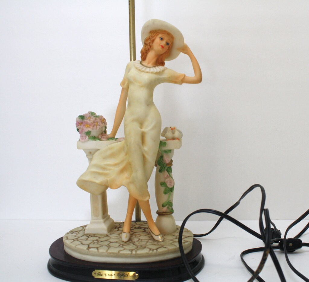 Crosa Collections Lamp. Lady Figurine Umbrella Lamp.