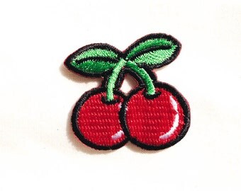 Mini Red Cherry / Iron-on Patches / Fruit Embroidery / Appliqué / Juicy Red Cherries